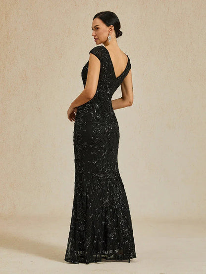 Beaded Sequin V-Neck Sheath Dress