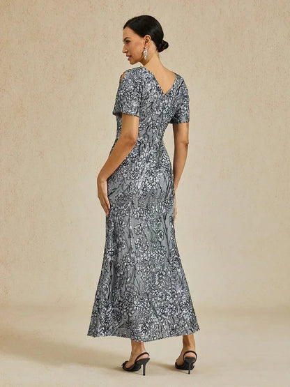 Elegant V-Neck Cold Shoulder Sequin Dress