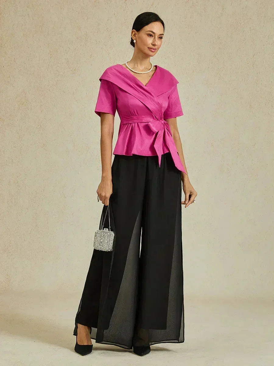 Bluse aus Stretch-Taft mit Ellenbogenärmeln