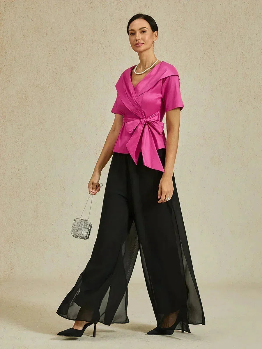 Bluse aus Stretch-Taft mit Ellenbogenärmeln