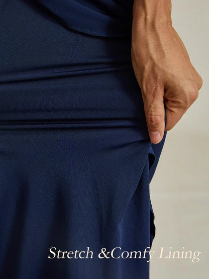 Robe élégante en dentelle et mousseline de soie, longueur thé