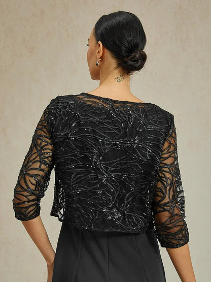 Sequin Embroidered Lace Jackt Dress