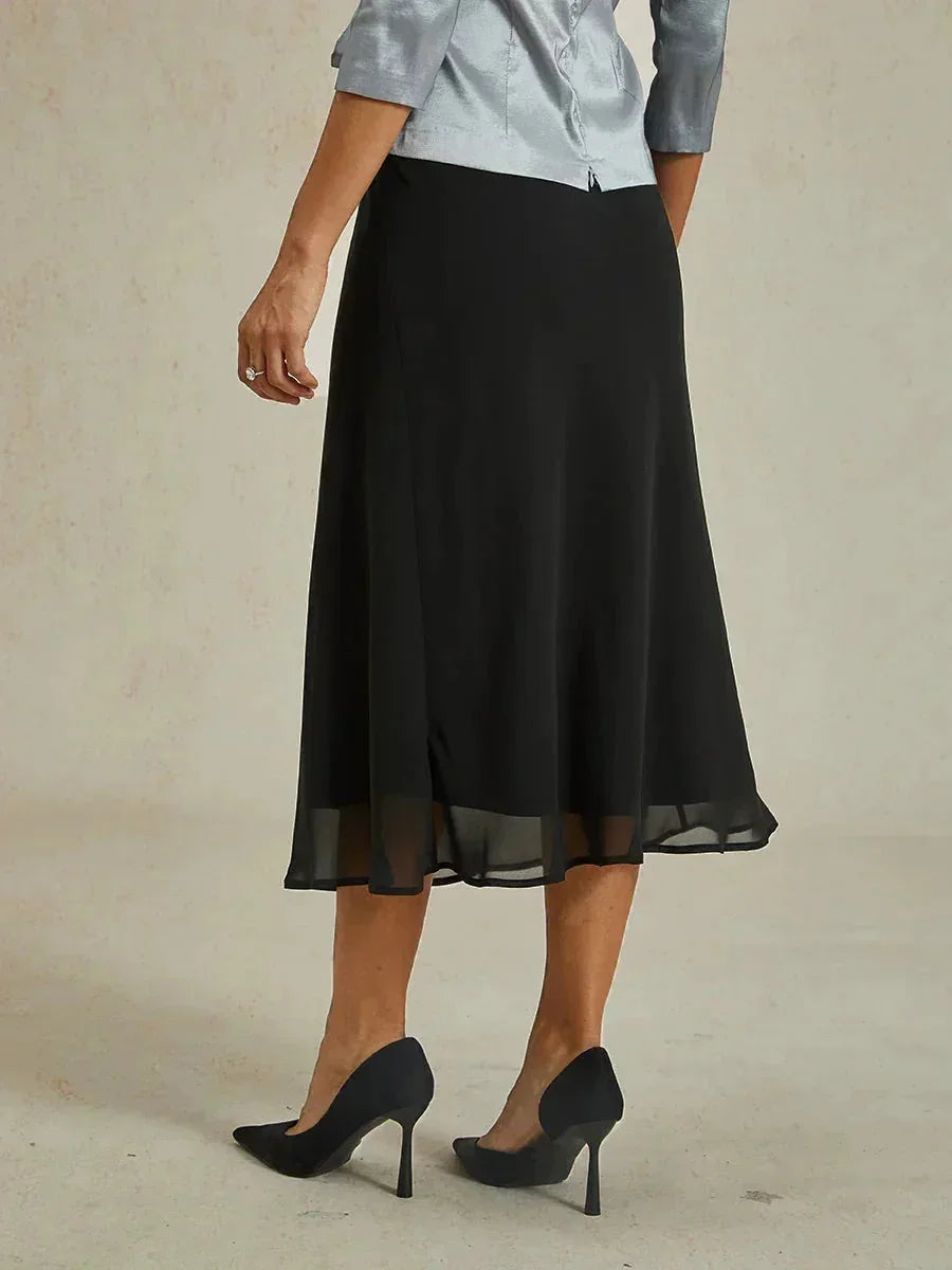 Flowy Panel Chiffon Tea-Length Skirt