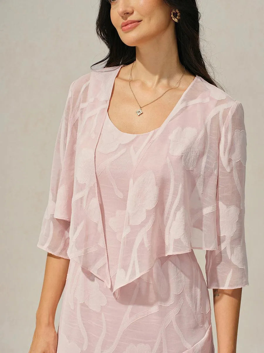 Floral Sheer Chiffon 3/4 Sleeve Shrug
