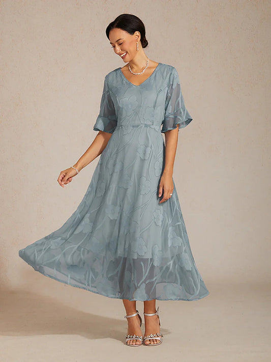 Ruffle Flutter Lace Maxi Dress