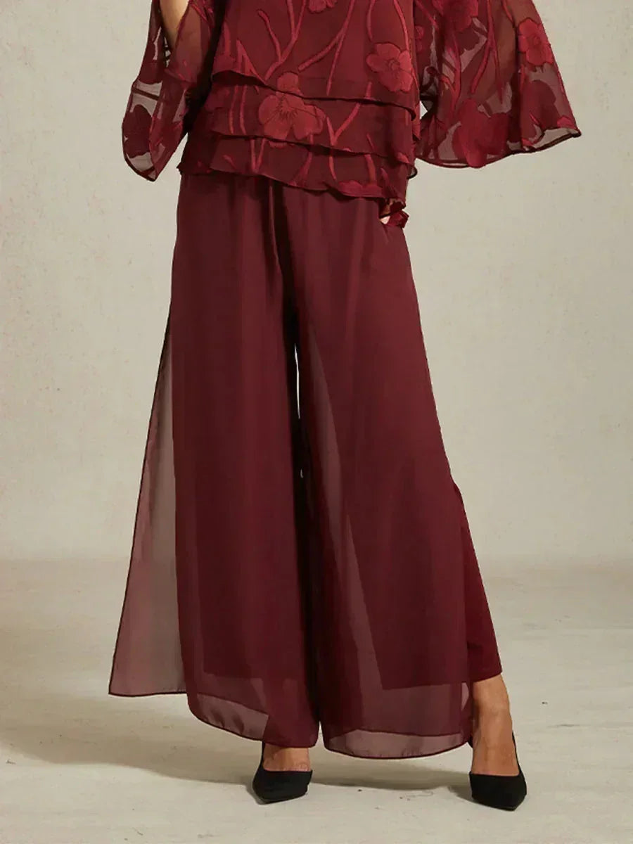 Straight Leg Chiffon Pants