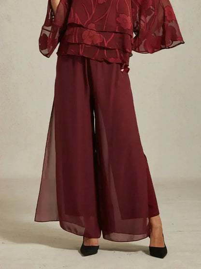 Straight Leg Chiffon Pants