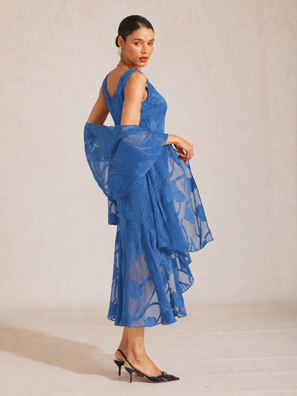 Sheer Floral Chiffon Shawl