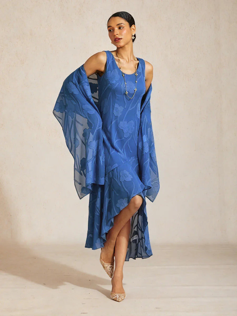 Sheer Floral Chiffon Shawl