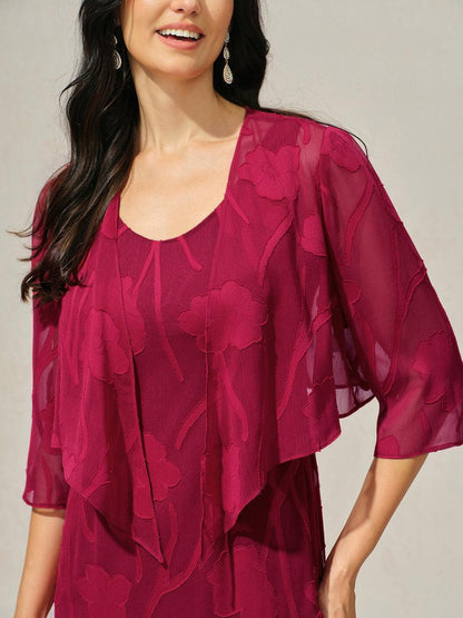 Floral Sheer Chiffon 3/4 Sleeve Shrug