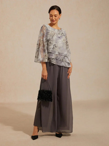 Straight Leg Chiffon Pants