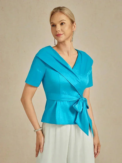 Bluse aus Stretch-Taft mit Ellenbogenärmeln