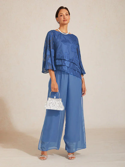 Straight Leg Chiffon Pants