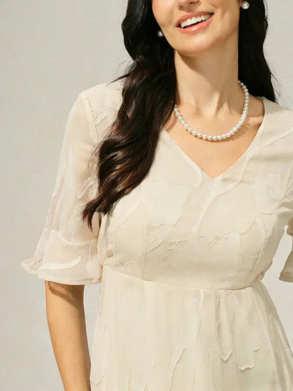 Ruffle Flutter Lace Maxi Dress