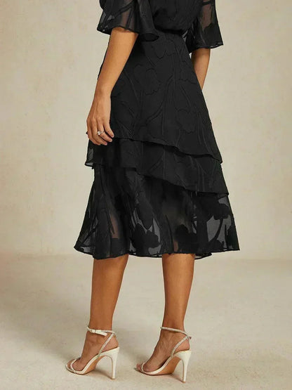 Floral Chiffon Midi Skirt