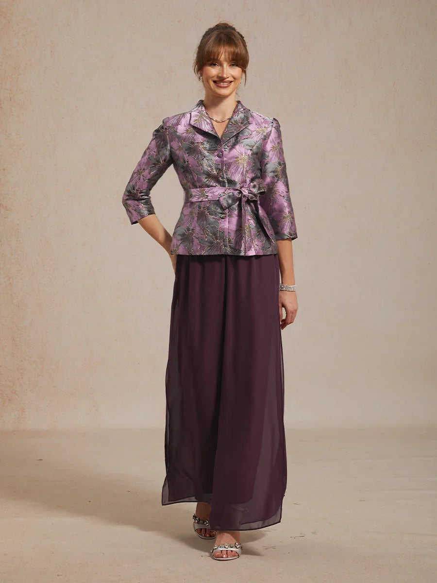 Straight Leg Pant With Chiffon Split Leg Overlay