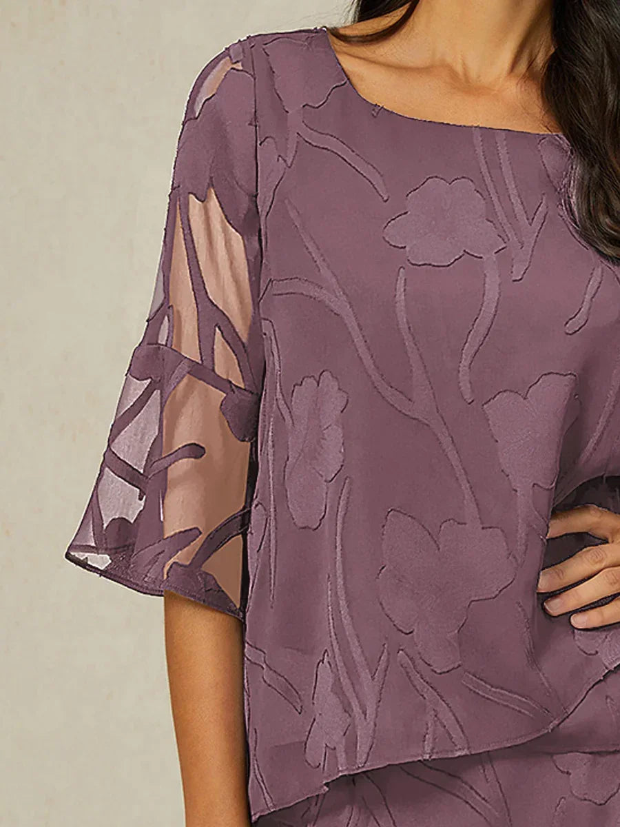 Dressy Chiffon Asymmetric Hem Blouse