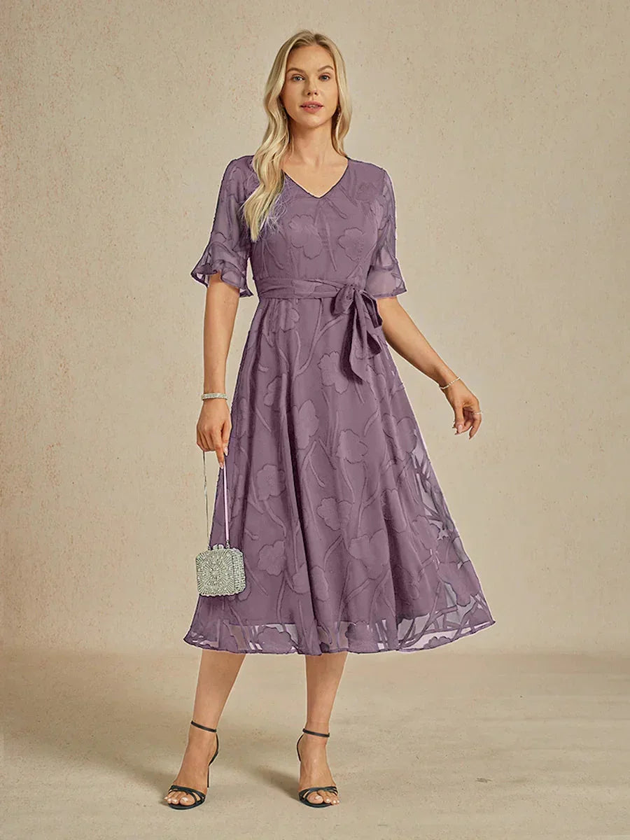 Ruffle Flutter Lace Maxi Dress