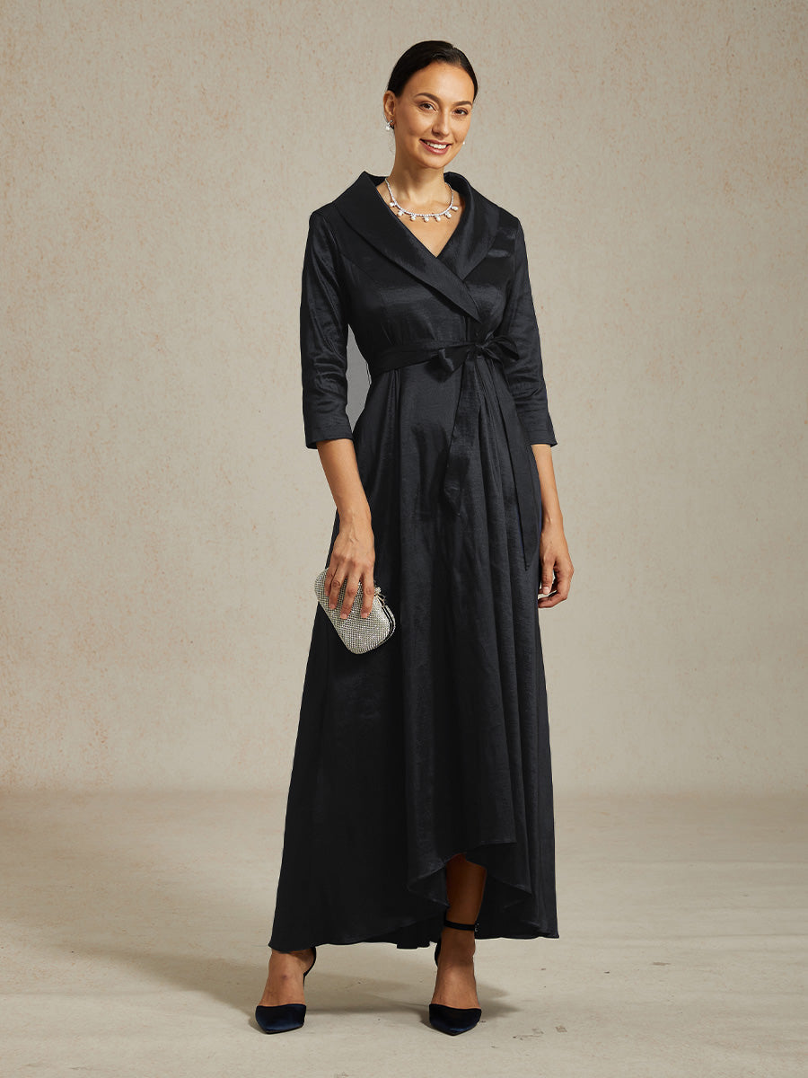 Stretch Taffeta Cocktail Dress with Tie Belt