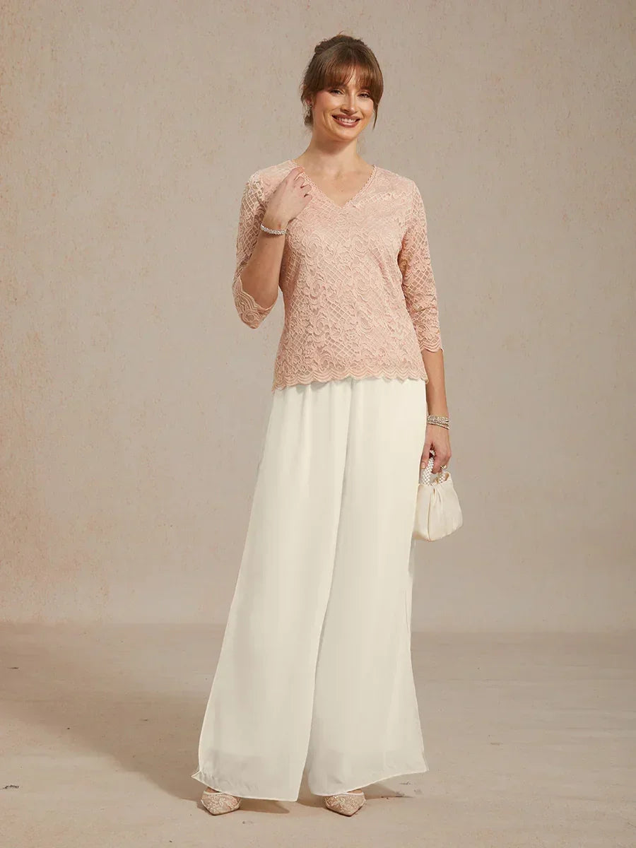 Feminine V-Neck Stretch Lace Top with Scalloped Hem