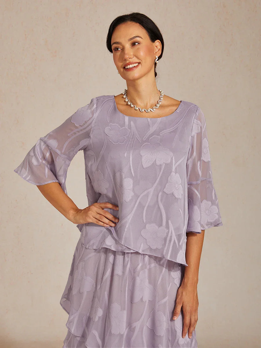 Dressy Chiffon Asymmetric Hem Blouse