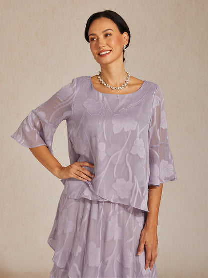 Dressy Chiffon Asymmetric Hem Blouse