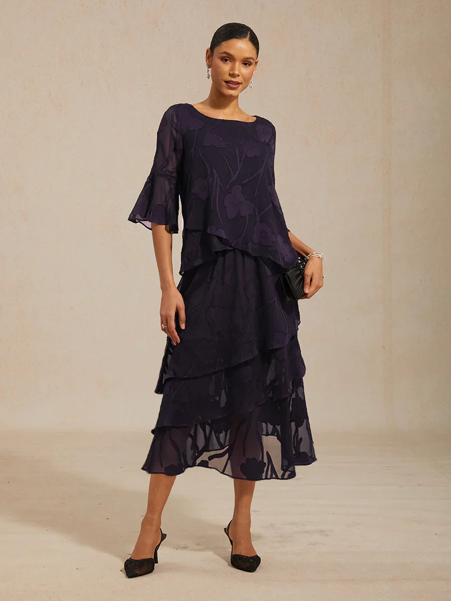 Dressy Chiffon Asymmetric Hem Blouse