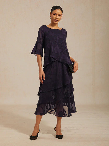 Dressy Chiffon Asymmetric Hem Blouse