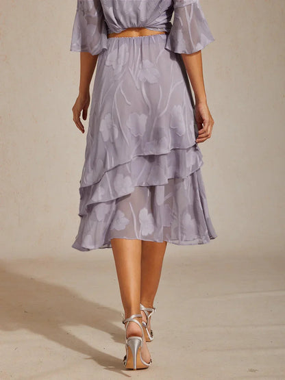 Floral Chiffon Midi Skirt