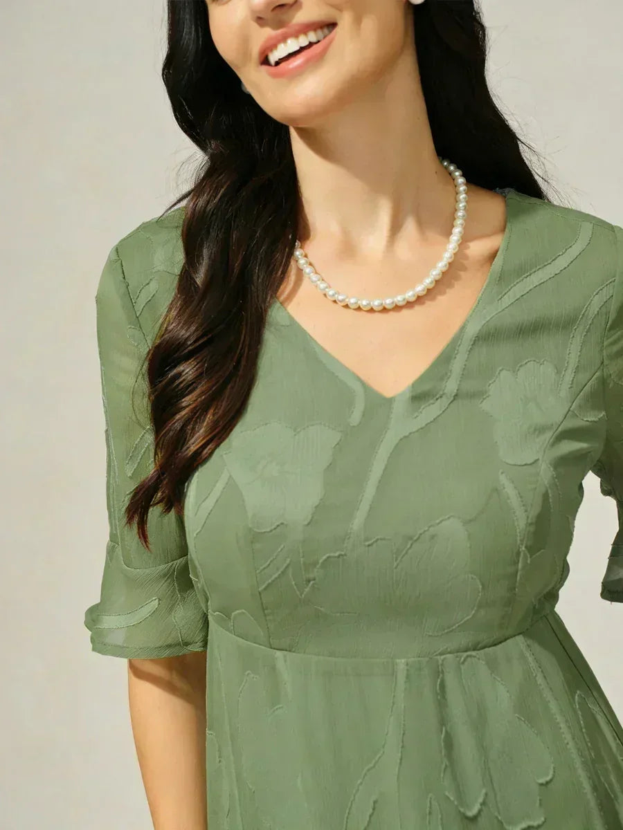 Ruffle Flutter Lace Maxi Dress