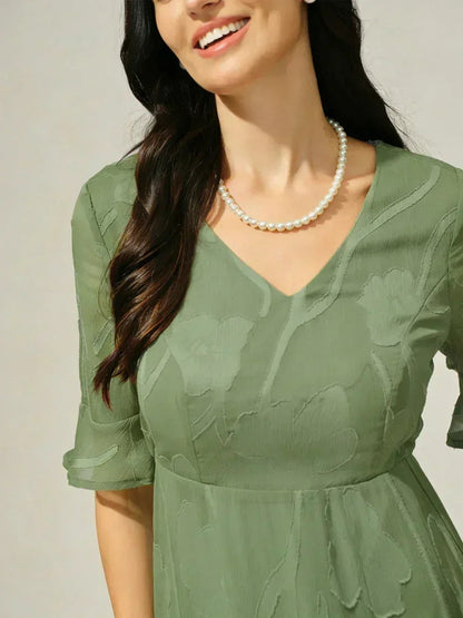 Ruffle Flutter Lace Maxi Dress