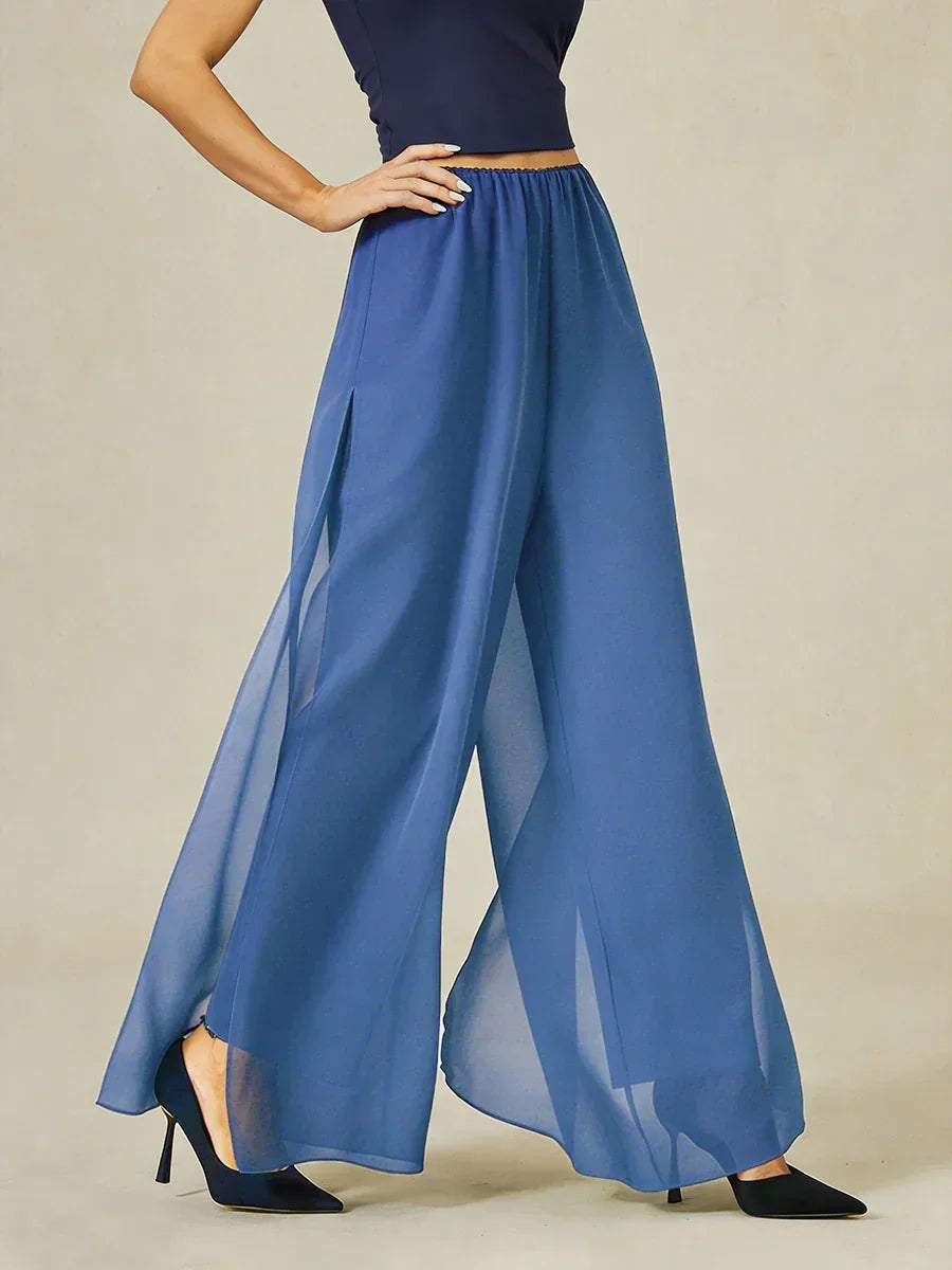 Straight Leg Chiffon Pants