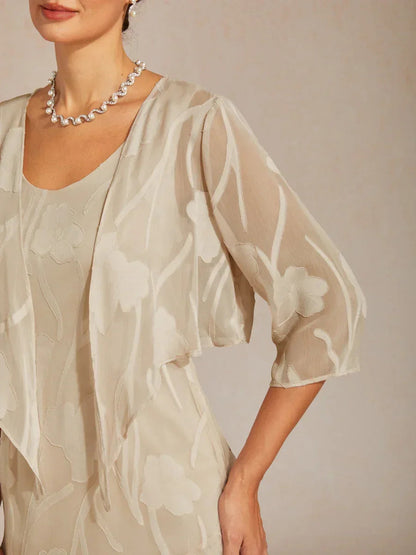 Floral Sheer Chiffon 3/4 Sleeve Shrug
