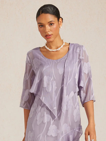 Floral Sheer Chiffon 3/4 Sleeve Shrug