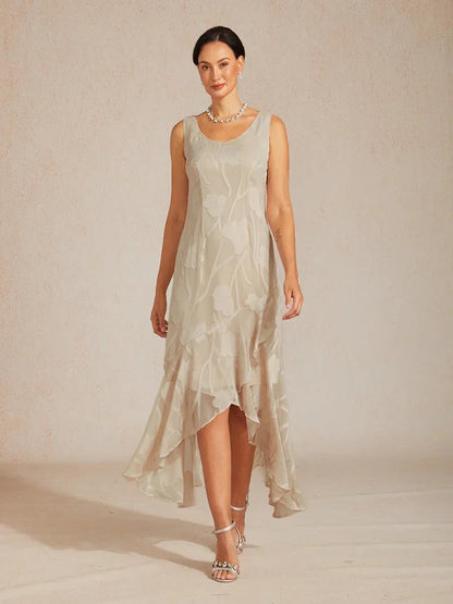 Floral Chiffon Sleeveless Gown