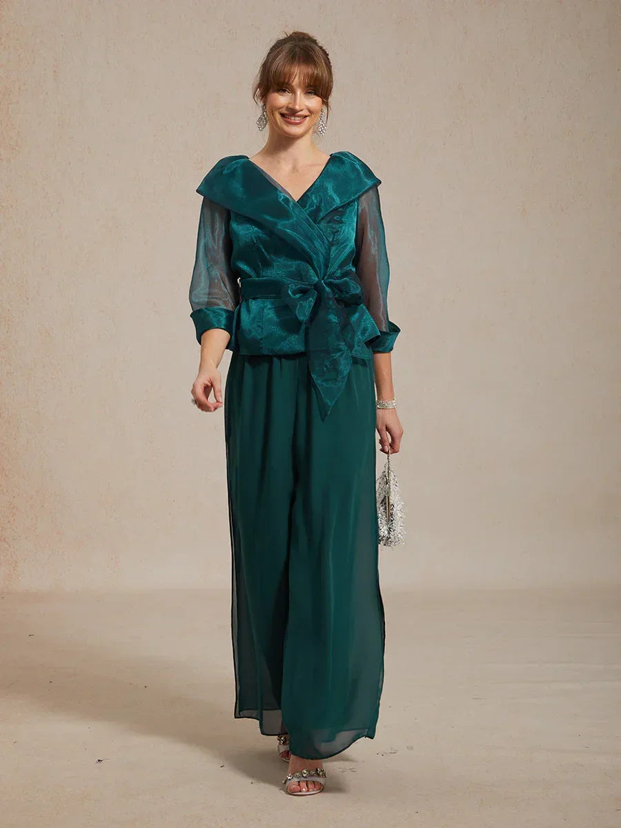 Sheer Organza Collar Tie Dressy Blouse