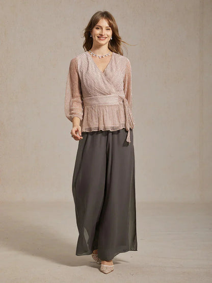 Straight Leg Chiffon Pants