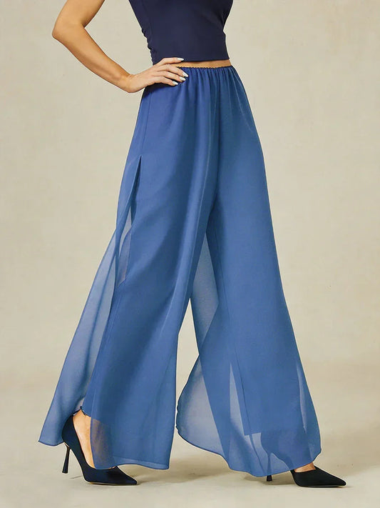 Straight Leg Chiffon Pants
