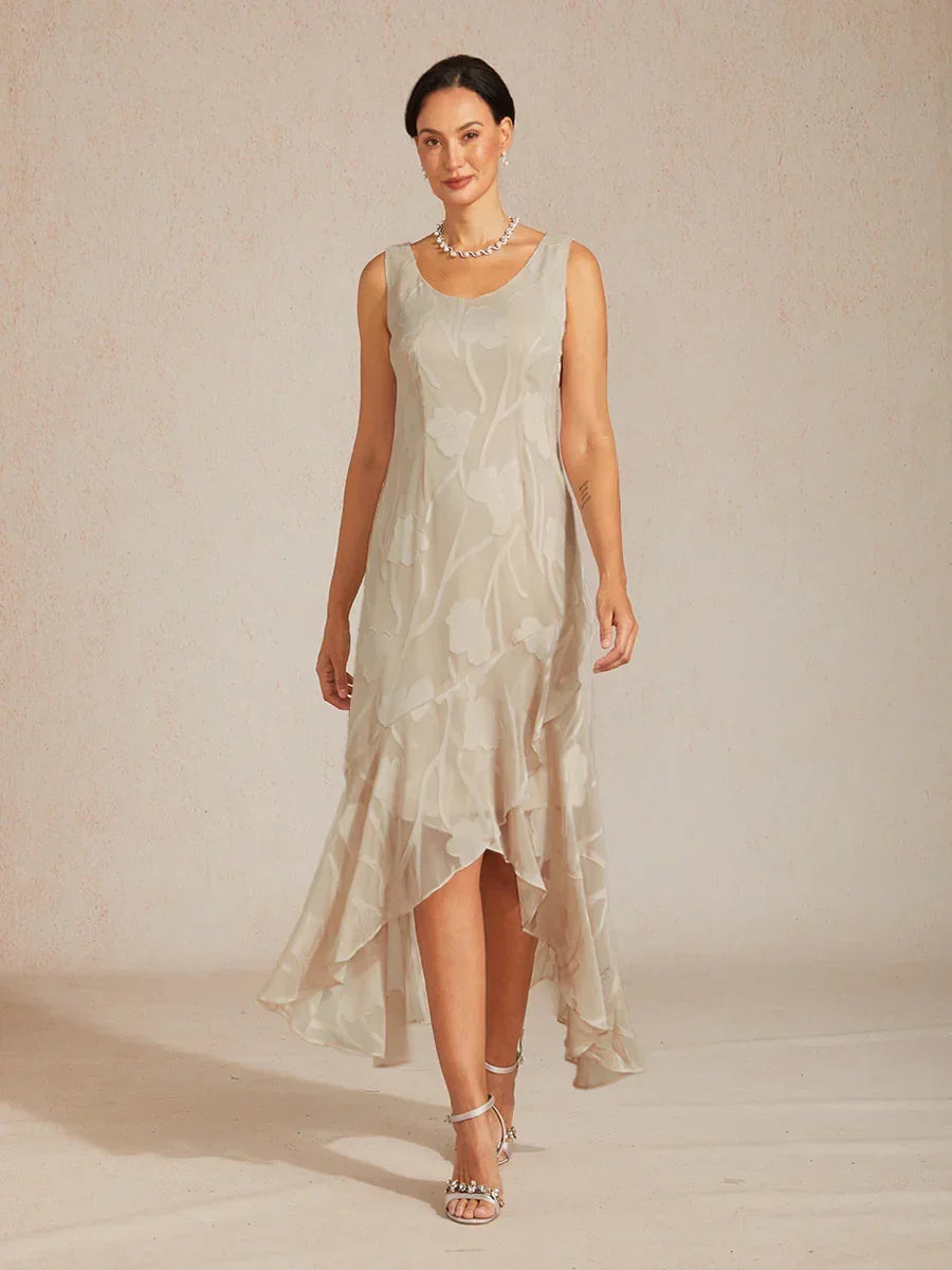 Floral Chiffon Sleeveless Gown
