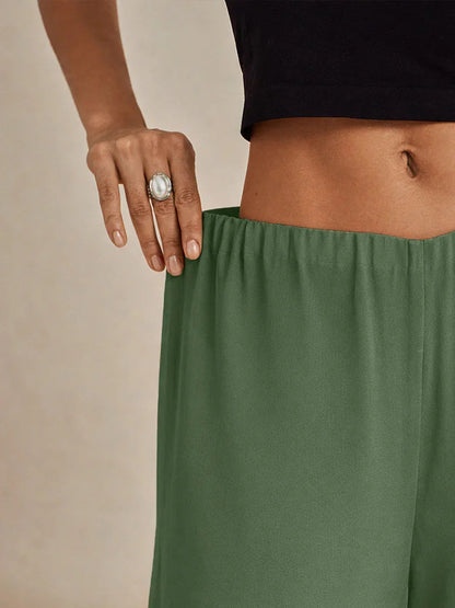 Straight Leg Pant With Chiffon Split Leg Overlay