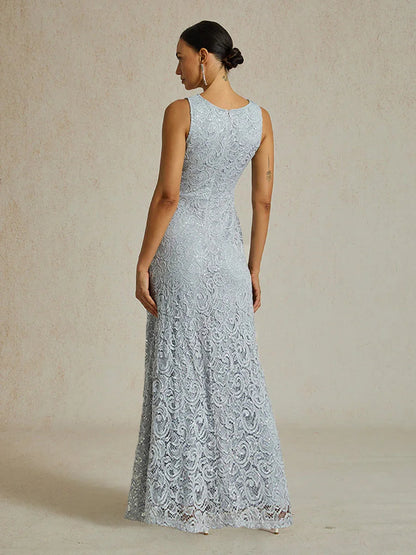 Maxikleid aus Spitze mit Pailletten und Rüschendetail
