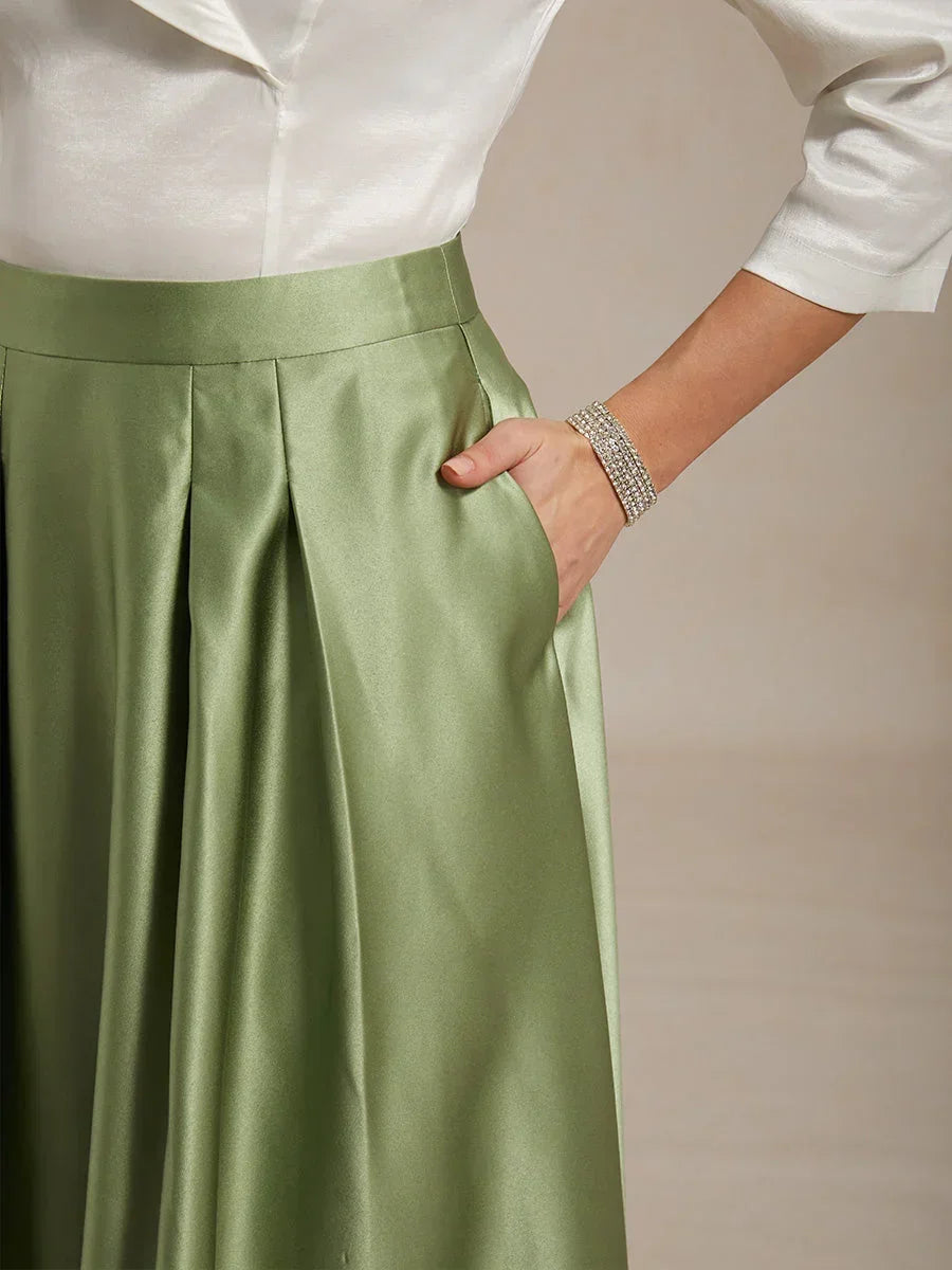 Formal Satin A-Line Ballgown Skirt with Pockets