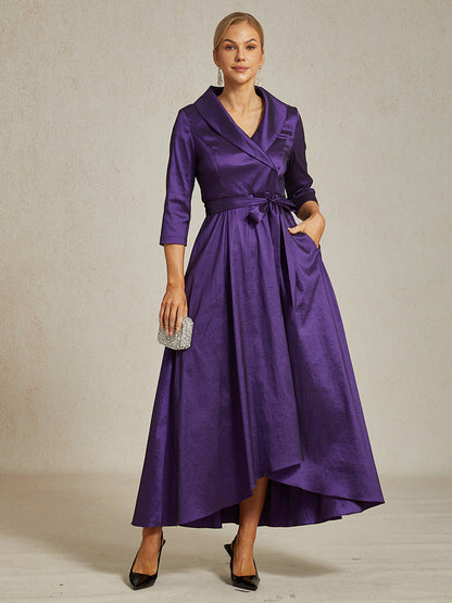 Stretch Taffeta Cocktail Dress with Tie Belt