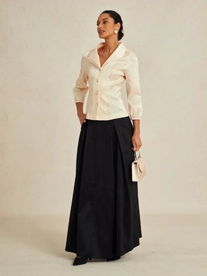 3/4 Sleeve Stretch Shimmer Taffeta Blouse