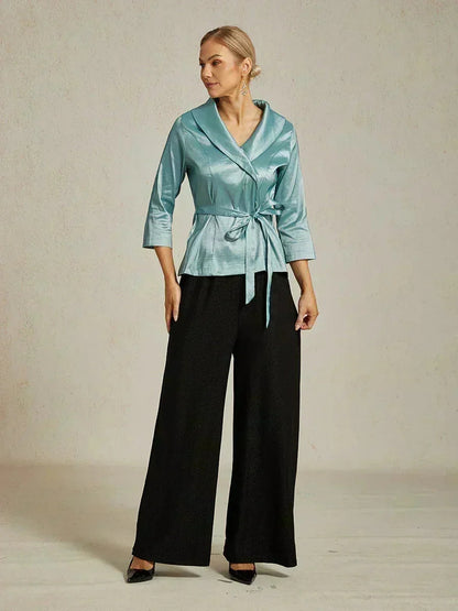 3/4 Sleeve Taffeta Blouse