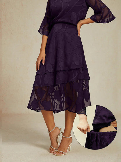 Floral Chiffon Midi Skirt