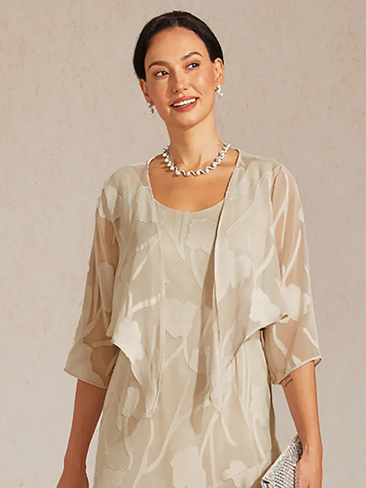 Floral Sheer Chiffon 3/4 Sleeve Shrug