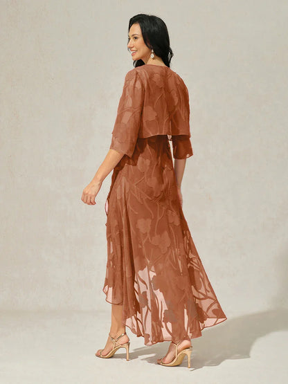 Floral Sheer Chiffon 3/4 Sleeve Shrug