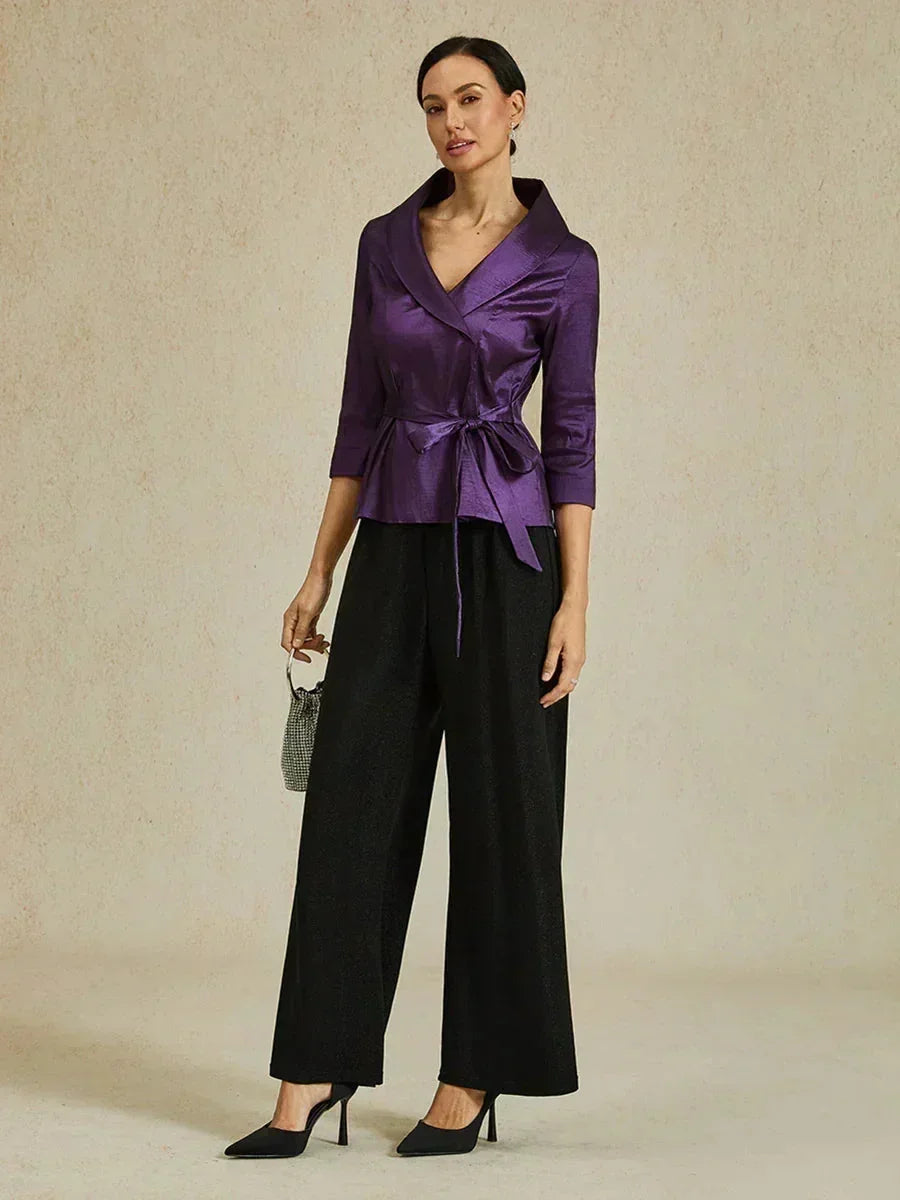 3/4 Sleeve Taffeta Blouse