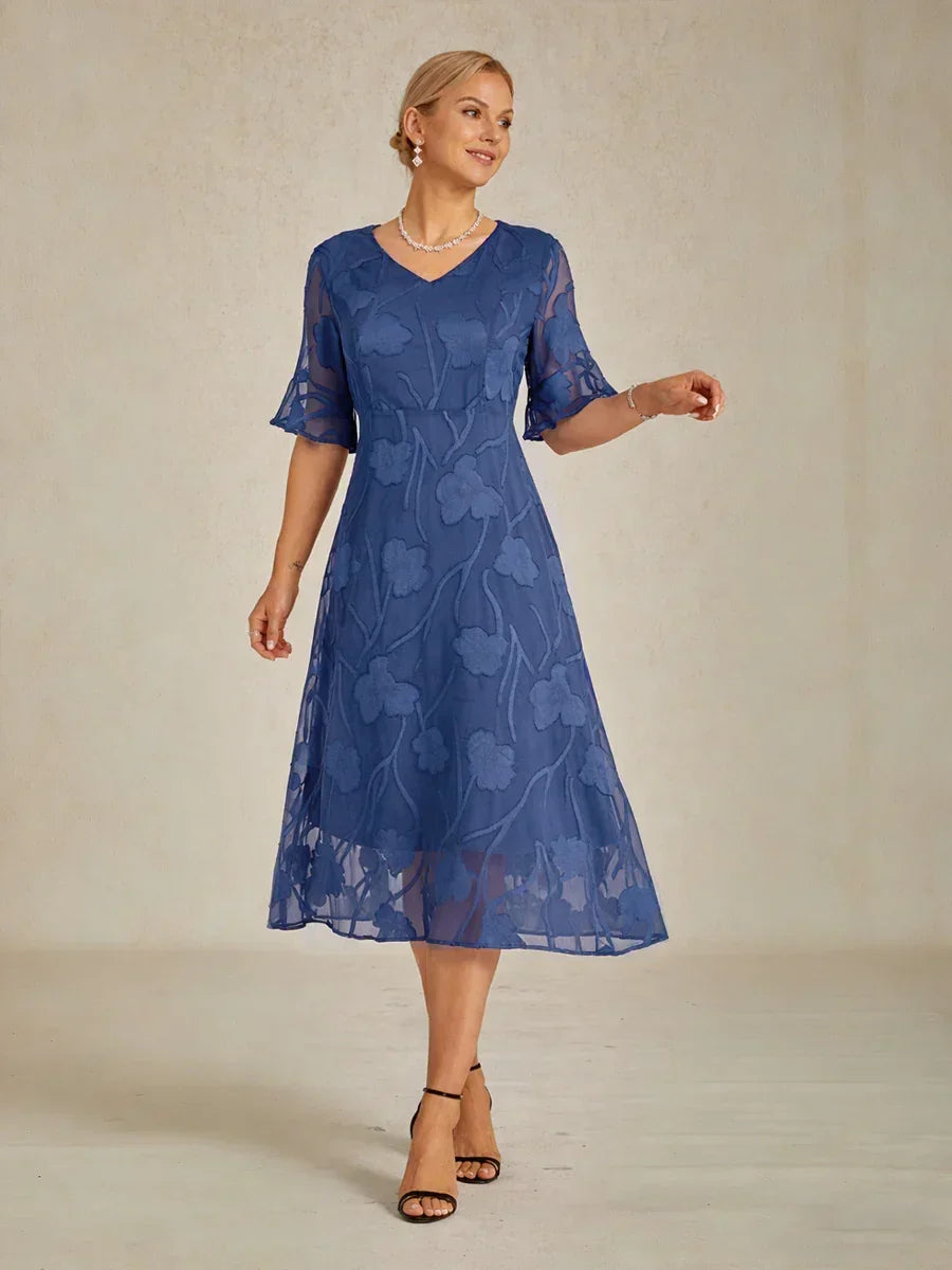Ruffle Flutter Lace Maxi Dress